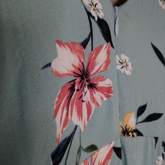 Tobi Floral Romper with Faux Wrap Skirt Side Tie - Picture 9 of 9